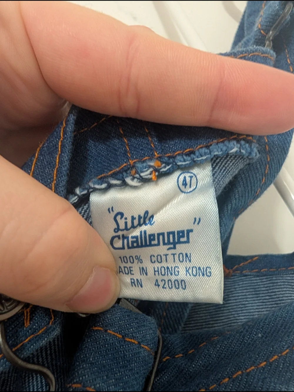 Vintage Kids Denim Short Overalls in Dark Blue